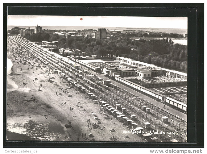 Cartolina Grado, Veduta Aerea, Fliegeraufnahme Vom Strand - Sonstige & Ohne Zuordnung