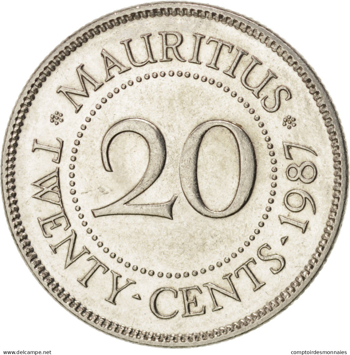 Monnaie, Mauritius, 20 Cents, 1987, SPL, Nickel Plated Steel, KM:53 - Maurice