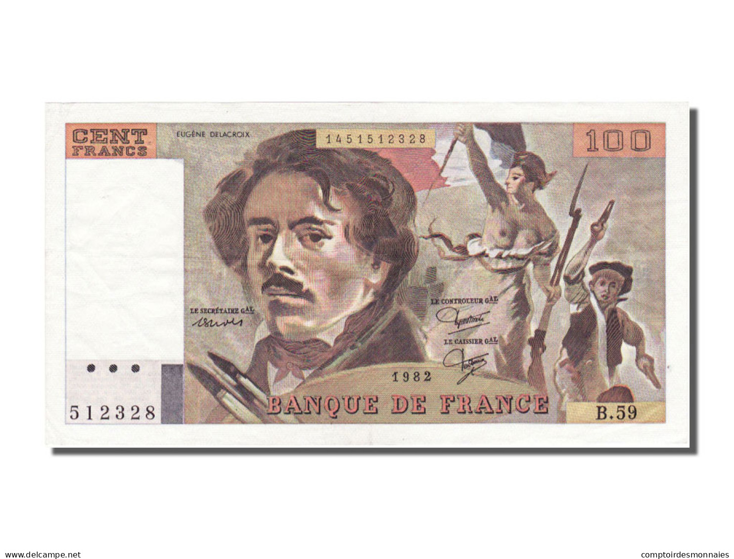 Billet, France, 100 Francs, 100 F 1978-1995 ''Delacroix'', 1982, SUP - 100 F 1978-1995 ''Delacroix''