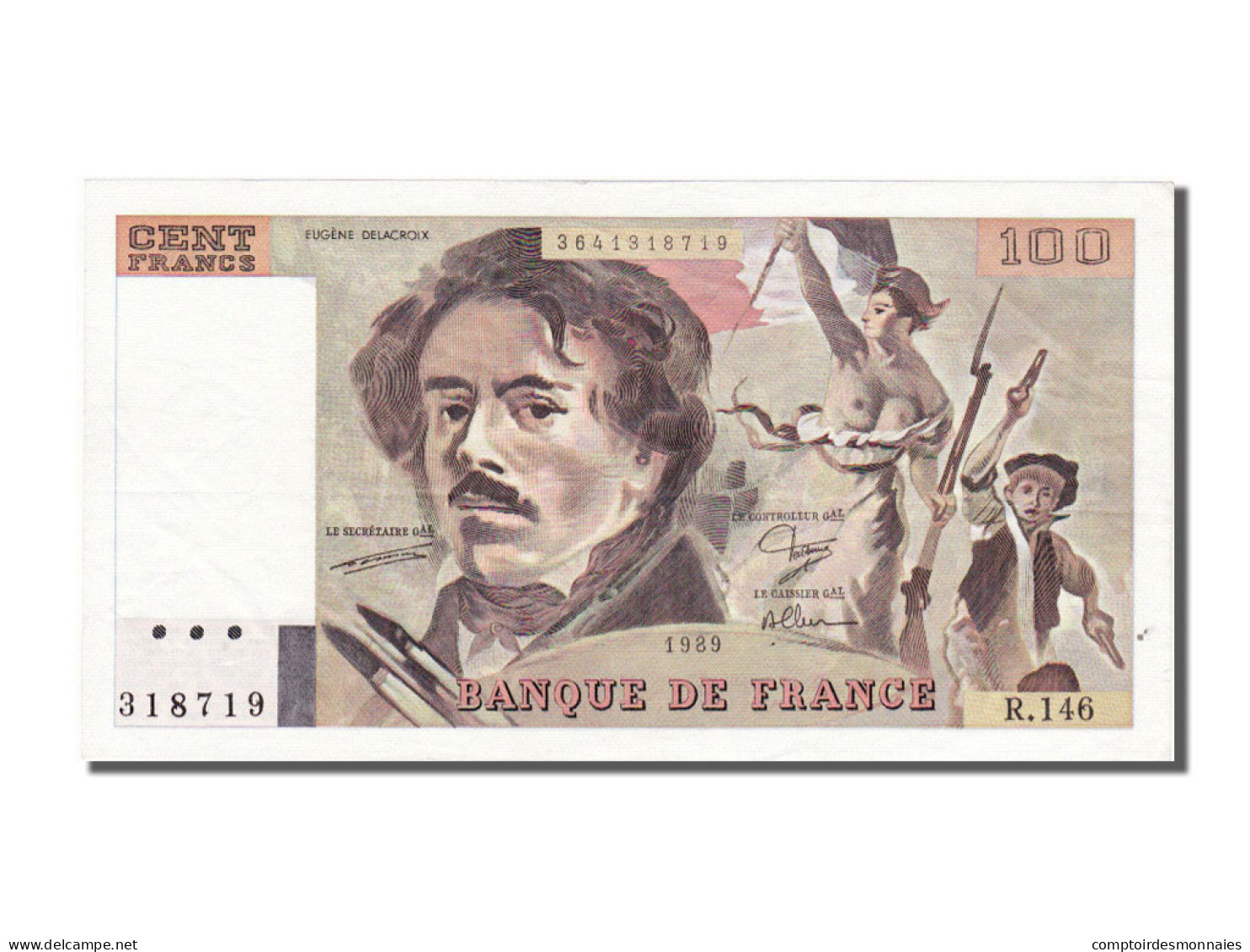 Billet, France, 100 Francs, 100 F 1978-1995 ''Delacroix'', 1989, SUP+ - 100 F 1978-1995 ''Delacroix''