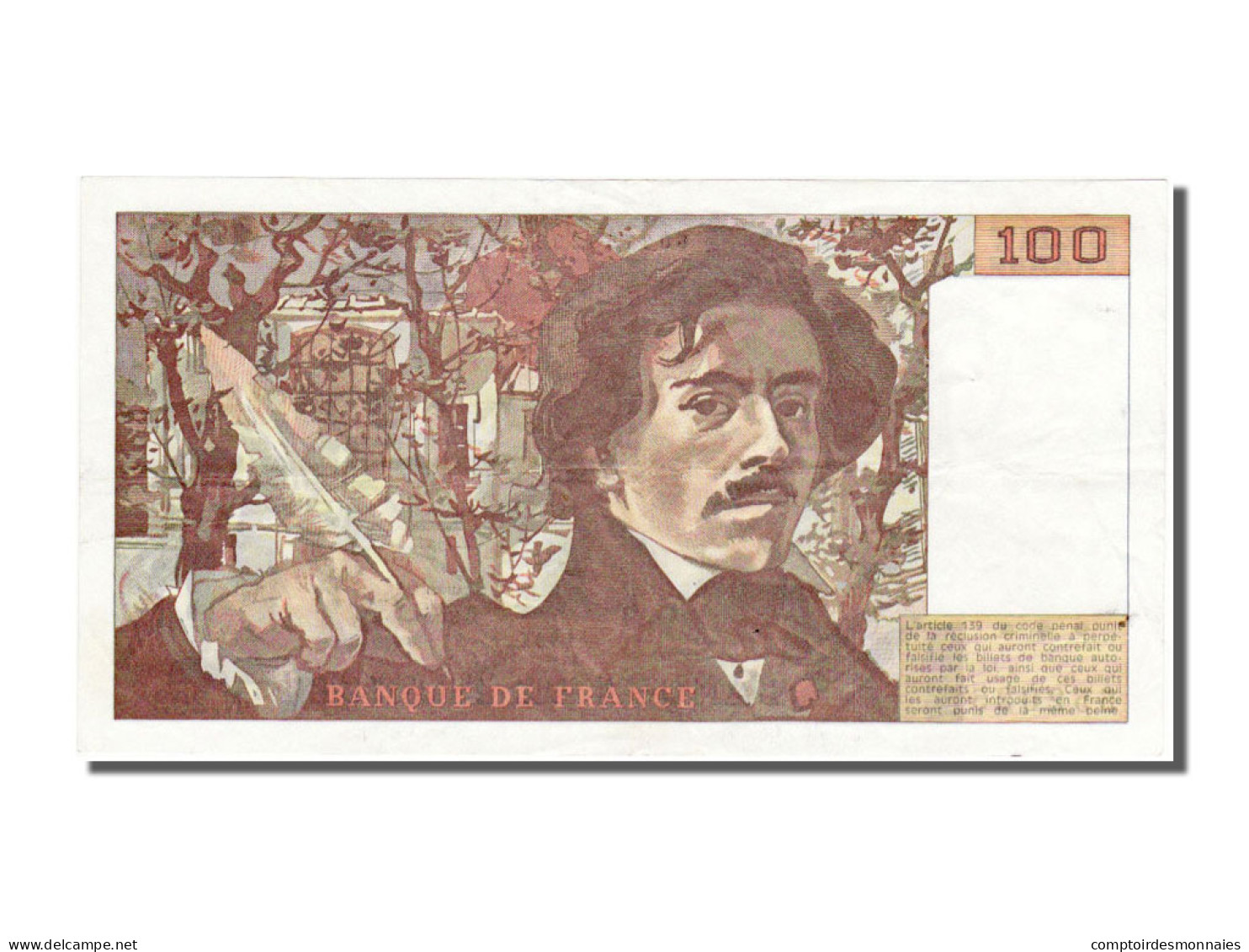 Billet, France, 100 Francs, 100 F 1978-1995 ''Delacroix'', 1991, SUP, KM:154e - 100 F 1978-1995 ''Delacroix''