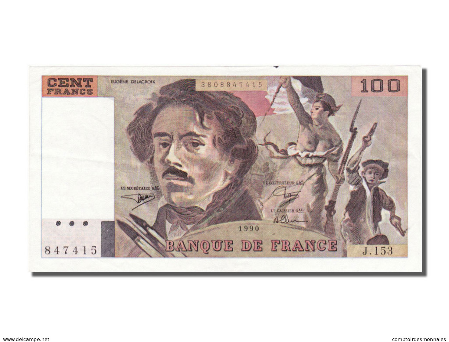 Billet, France, 100 Francs, 100 F 1978-1995 ''Delacroix'', 1990, SUP+ - 100 F 1978-1995 ''Delacroix''