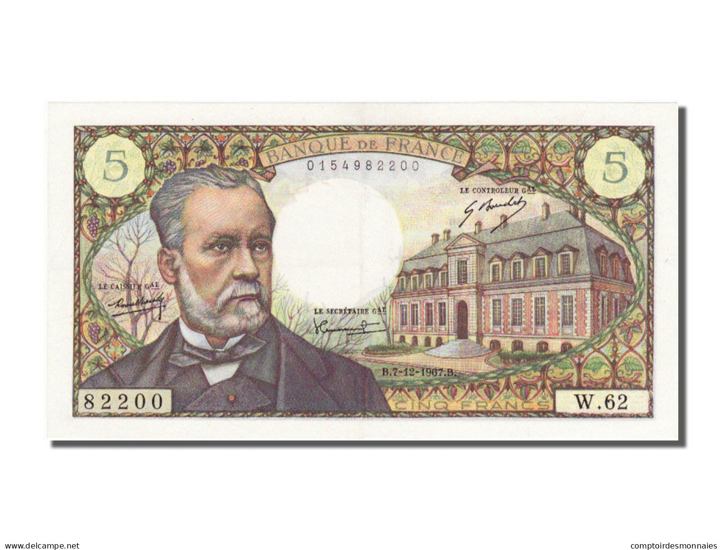 Billet, France, 5 Francs, 5 F 1966-1970 ''Pasteur'', 1967, 1967-12-07, TTB+ - 5 F 1966-1970 ''Pasteur''