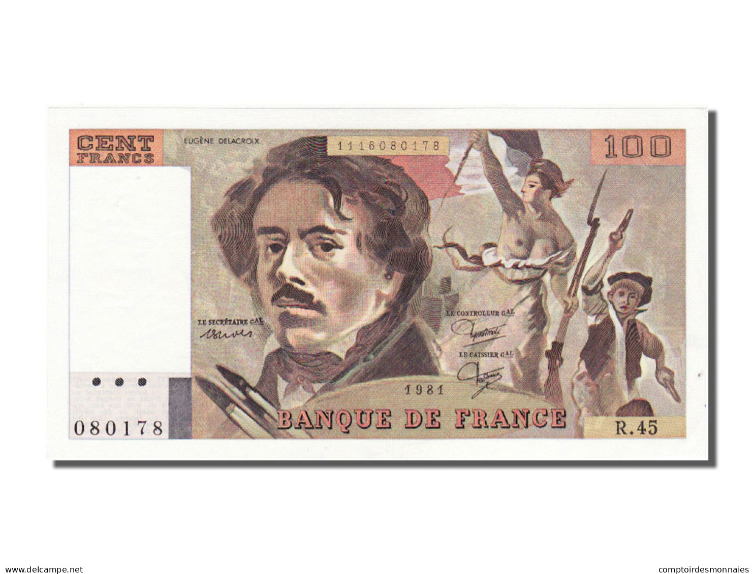 Billet, France, 100 Francs, 100 F 1978-1995 ''Delacroix'', 1981, SPL - 100 F 1978-1995 ''Delacroix''