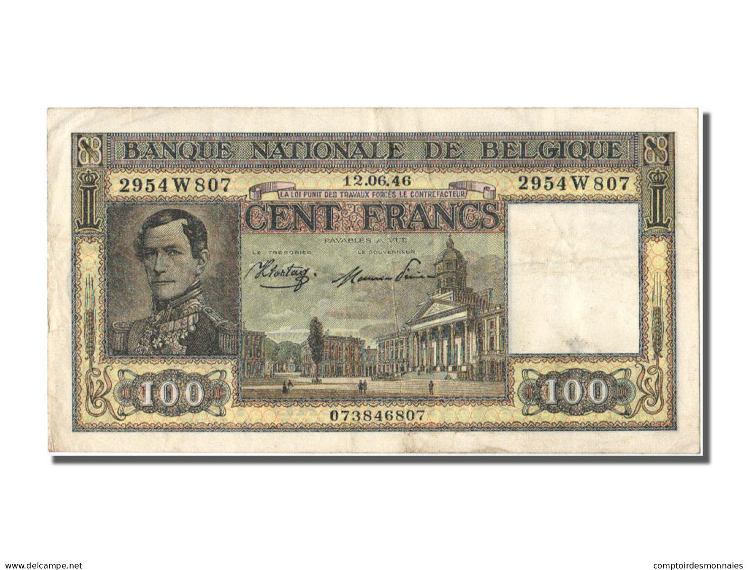 Billet, Belgique, 100 Francs, 1946, 1946-06-12, TTB+ - 100 Francs