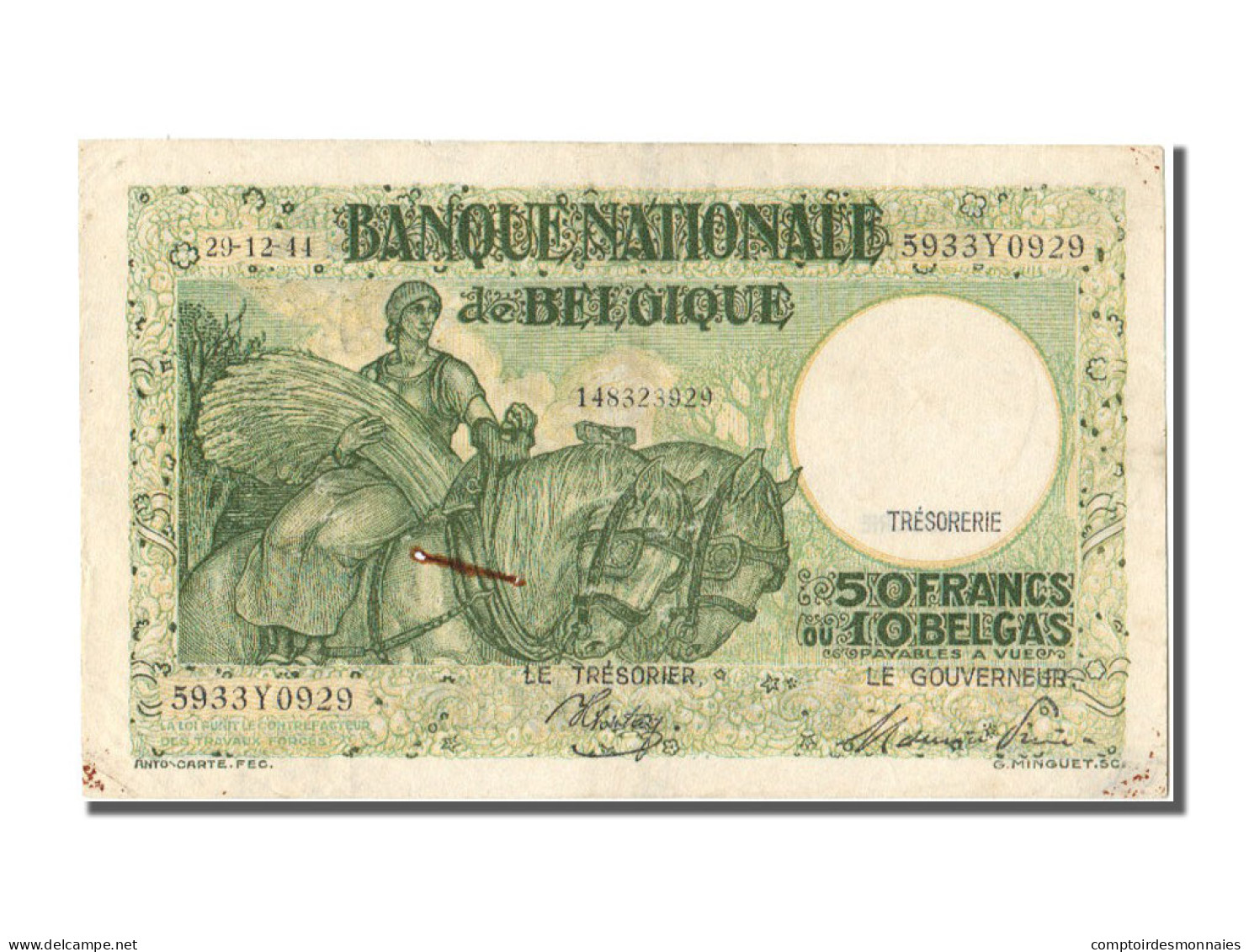 Billet, Belgique, 50 Francs-10 Belgas, 1944, 1944-12-29, TB+ - Otros & Sin Clasificación