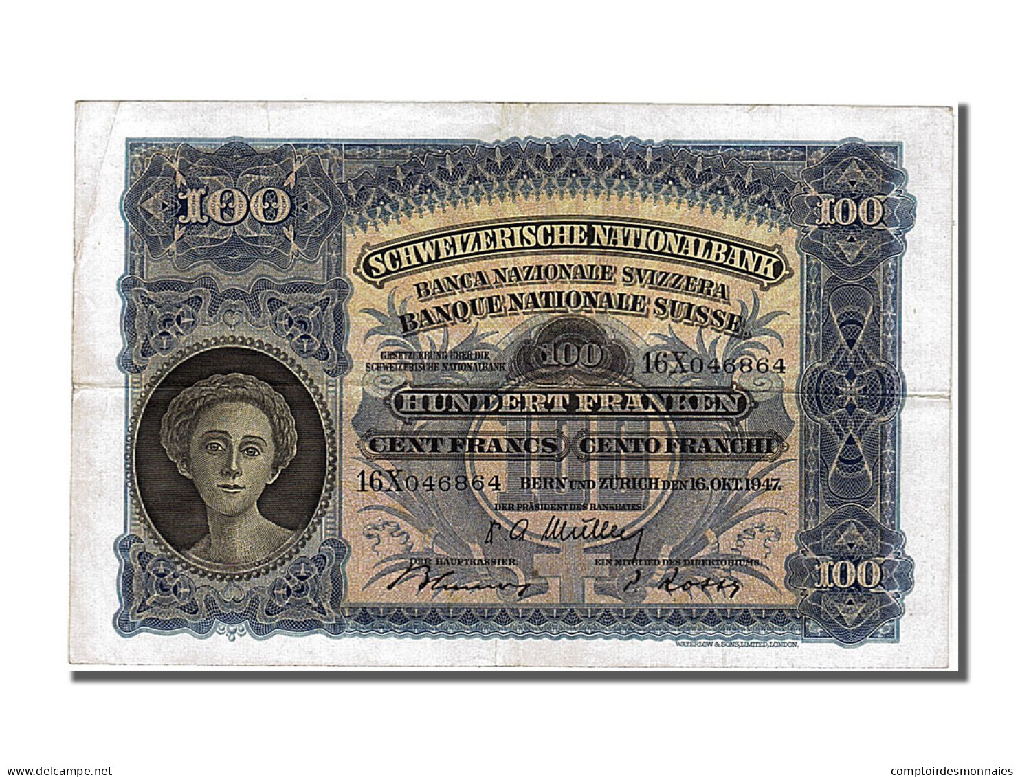 Billet, Suisse, 100 Franken, 1947, 1947-10-16, TTB+ - Zwitserland