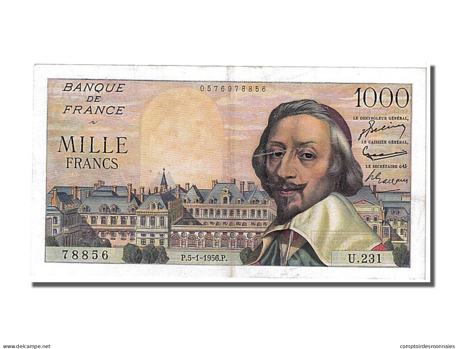 Billet, France, 1000 Francs, 1 000 F 1953-1957 ''Richelieu'', 1956, 1956-01-05 - 1 000 F 1953-1957 ''Richelieu''