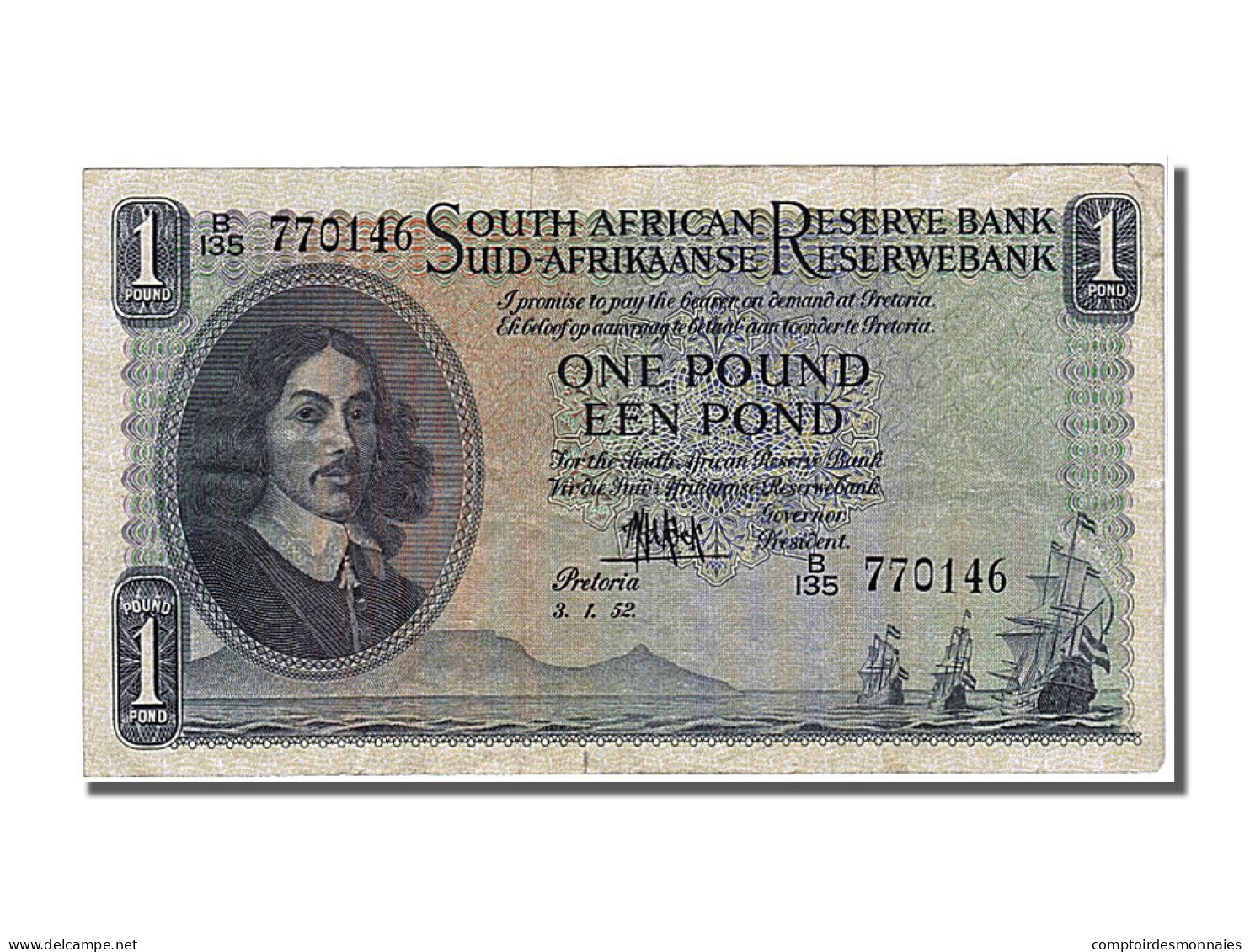 Billet, Afrique Du Sud, 1 Pound, 1952, 1952-01-03, SUP - Afrique Du Sud