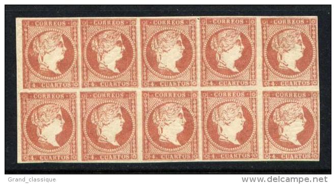 Superbe Bloc De 10 N° 48 ( Edifil ) Neufs Avec Variétés !!! - Unused Stamps