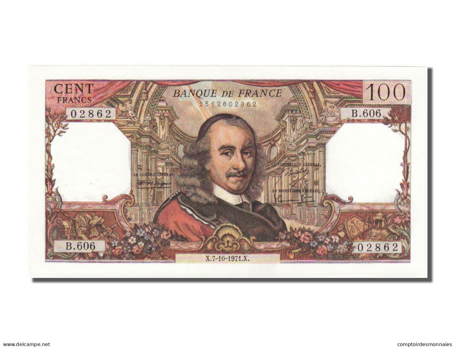 Billet, France, 100 Francs, 100 F 1964-1979 ''Corneille'', 1971, 1971-10-07 - 100 F 1964-1979 ''Corneille''