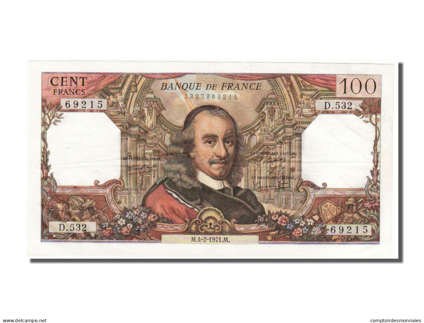 Billet, France, 100 Francs, 100 F 1964-1979 ''Corneille'', 1971, 1971-02-04 - 100 F 1964-1979 ''Corneille''