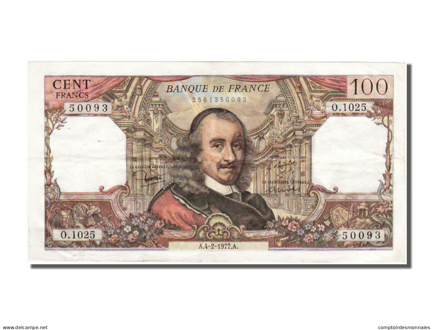 Billet, France, 100 Francs, 100 F 1964-1979 ''Corneille'', 1977, 1977-02-04 - 100 F 1964-1979 ''Corneille''