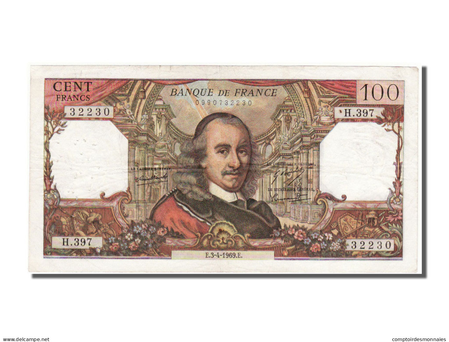 Billet, France, 100 Francs, 100 F 1964-1979 ''Corneille'', 1969, 1969-04-03 - 100 F 1964-1979 ''Corneille''