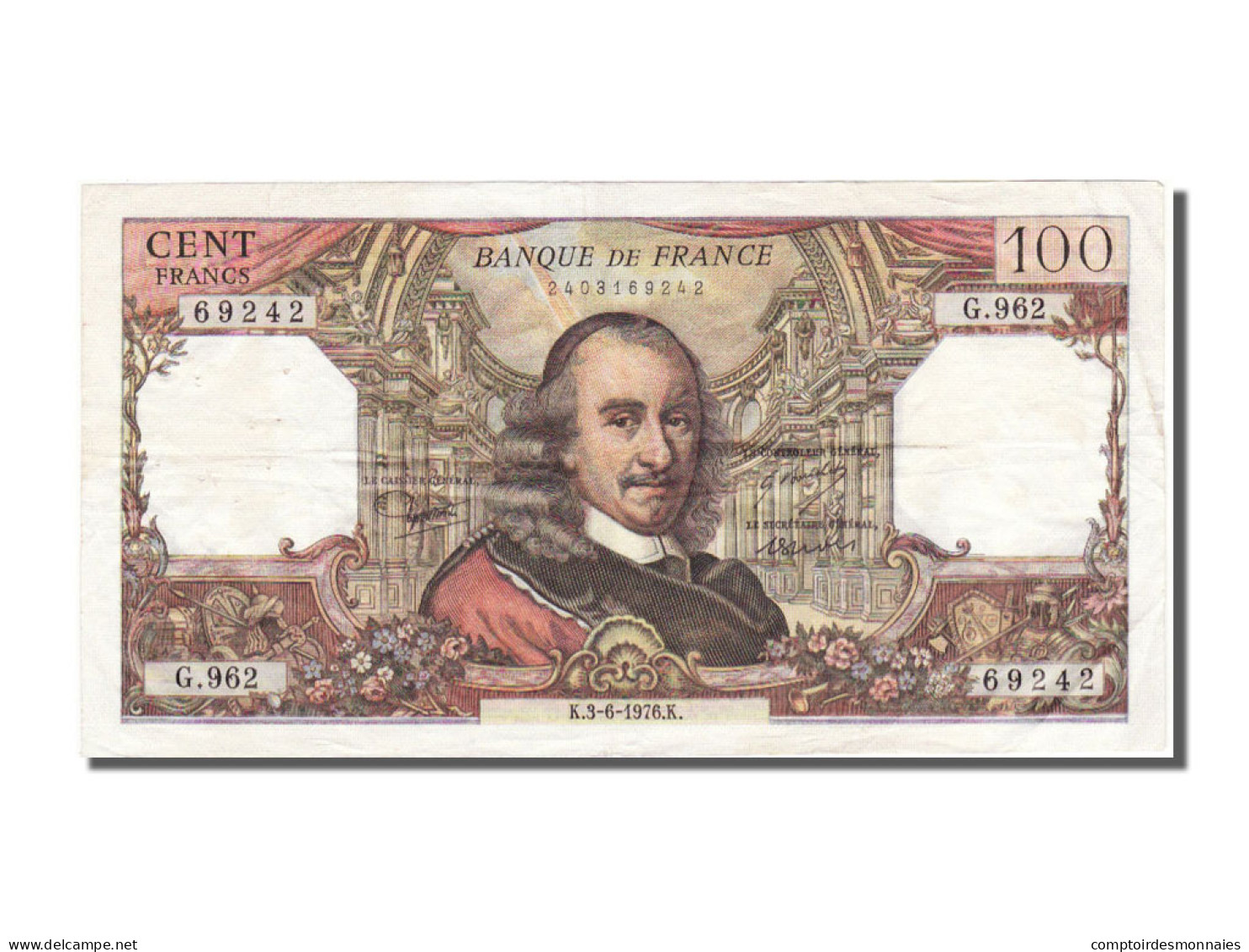 Billet, France, 100 Francs, 100 F 1964-1979 ''Corneille'', 1976, 1976-06-03 - 100 F 1964-1979 ''Corneille''