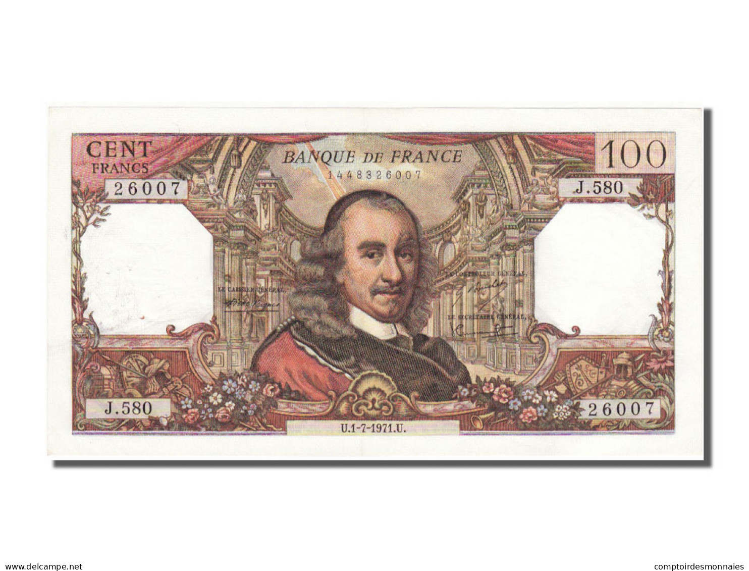 Billet, France, 100 Francs, 100 F 1964-1979 ''Corneille'', 1971, 1971-07-01 - 100 F 1964-1979 ''Corneille''