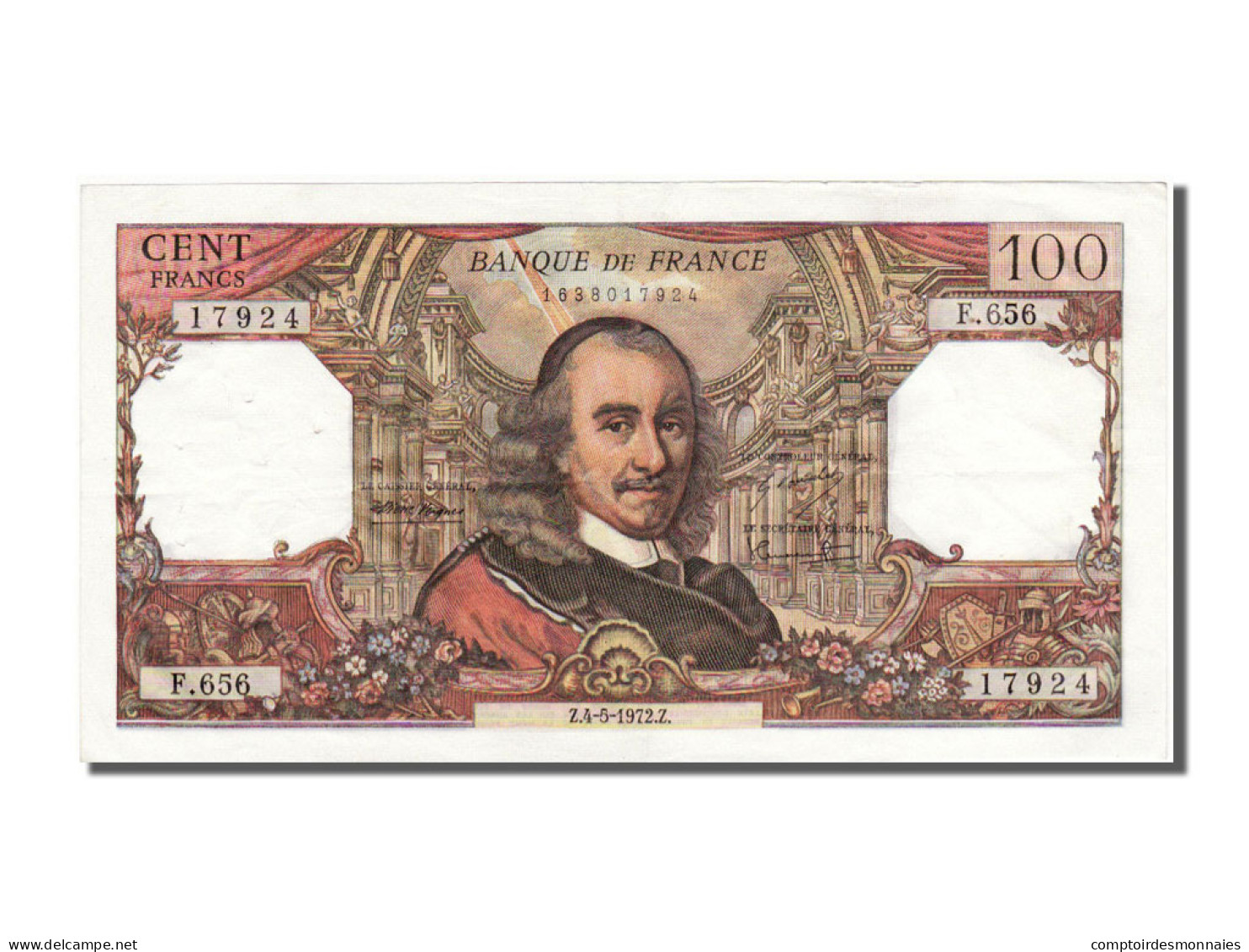 Billet, France, 100 Francs, 100 F 1964-1979 ''Corneille'', 1972, 1972-05-04 - 100 F 1964-1979 ''Corneille''