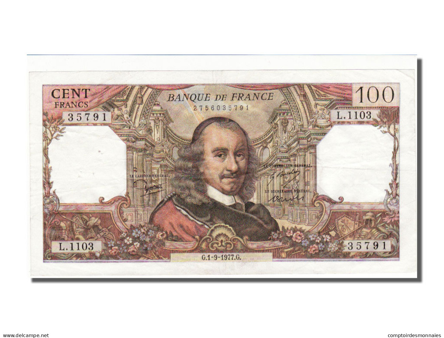 Billet, France, 100 Francs, 100 F 1964-1979 ''Corneille'', 1977, 1977-09-01 - 100 F 1964-1979 ''Corneille''