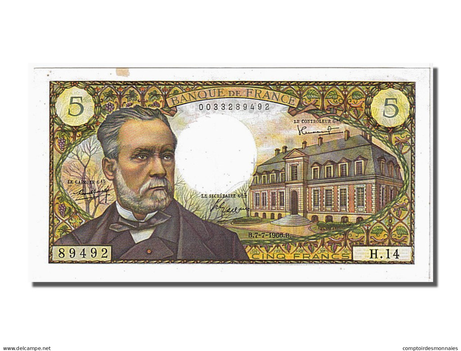 Billet, France, 5 Francs, 5 F 1966-1970 ''Pasteur'', 1966, 1966-07-07, SUP+ - 5 F 1966-1970 ''Pasteur''