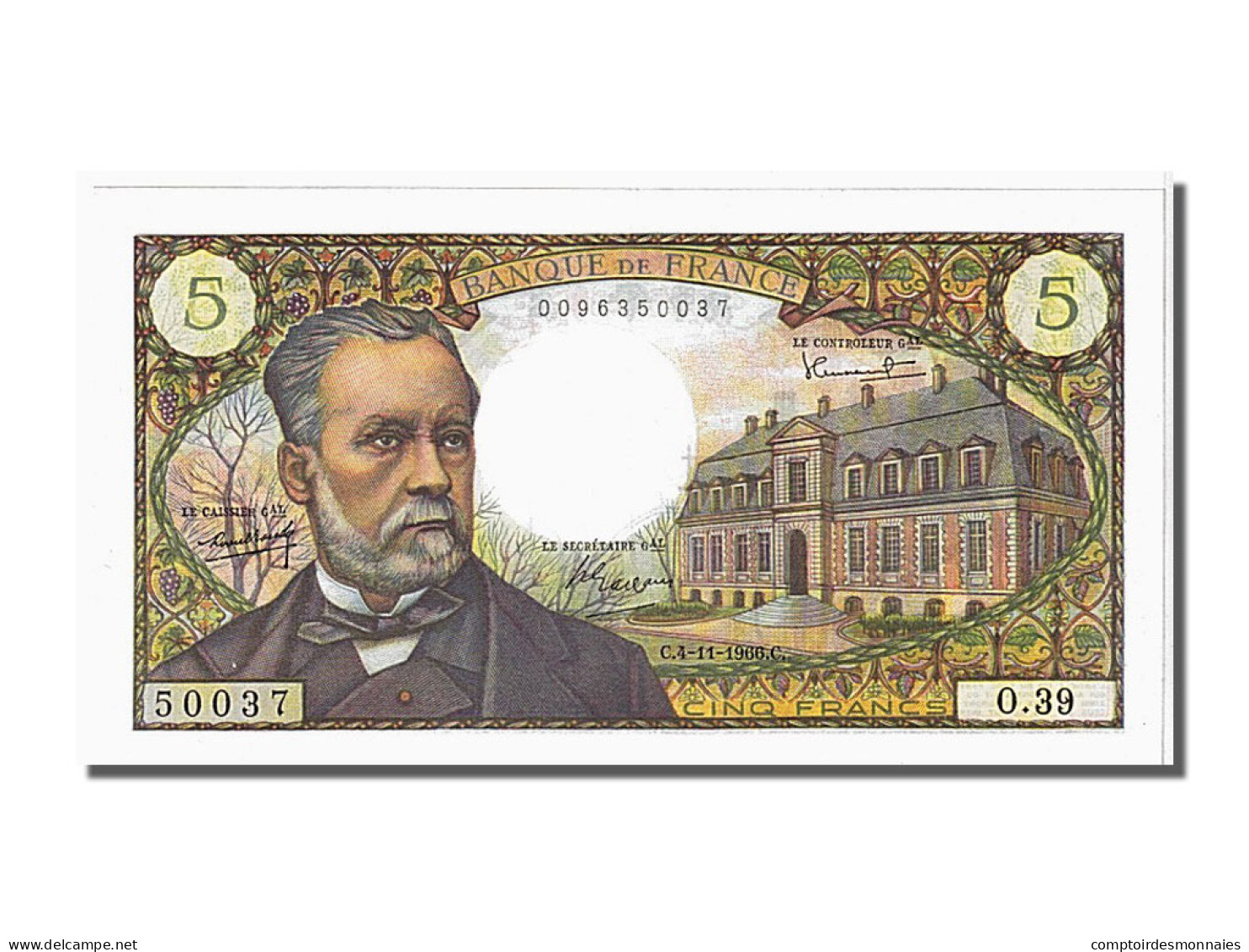 Billet, France, 5 Francs, 5 F 1966-1970 ''Pasteur'', 1966, 1966-11-04, SUP+ - 5 F 1966-1970 ''Pasteur''