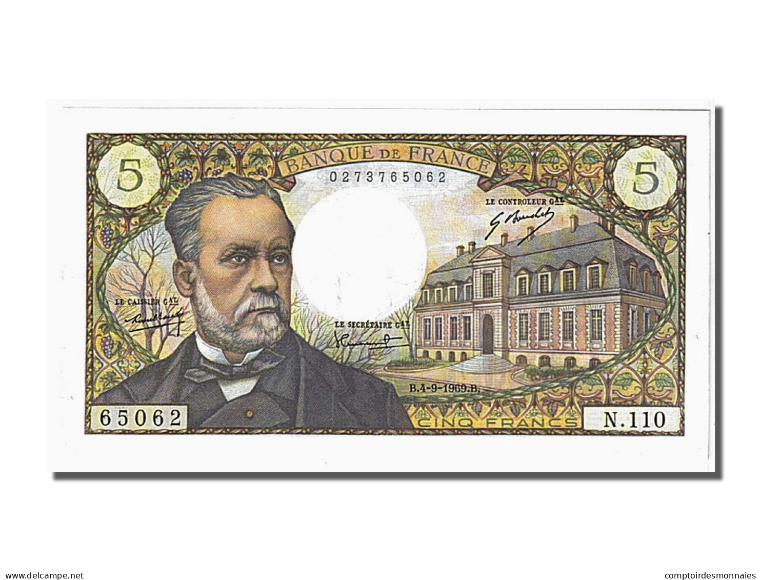 Billet, France, 5 Francs, 5 F 1966-1970 ''Pasteur'', 1969, 1969-09-04, SUP - 5 F 1966-1970 ''Pasteur''