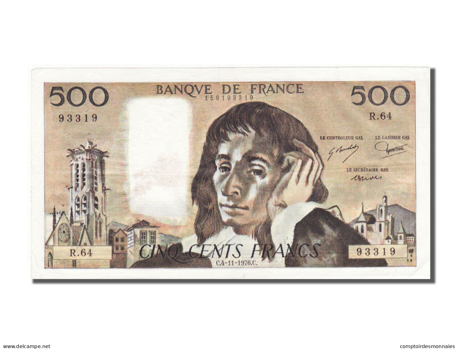 Billet, France, 500 Francs, 500 F 1968-1993 ''Pascal'', 1976, 1976-11-04, TTB - 500 F 1968-1993 ''Pascal''