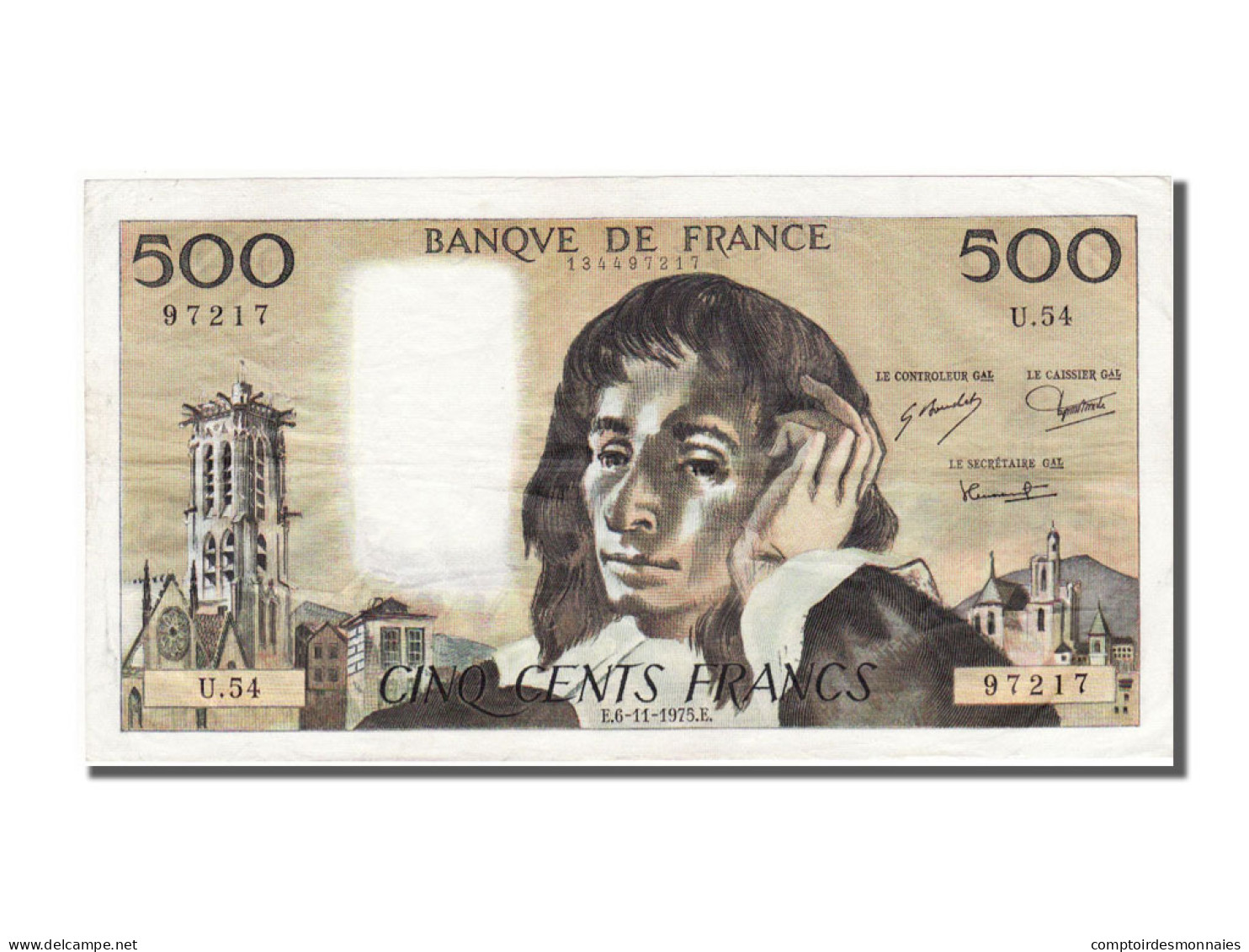 Billet, France, 500 Francs, 500 F 1968-1993 ''Pascal'', 1975, 1975-11-06, TTB+ - 500 F 1968-1993 ''Pascal''