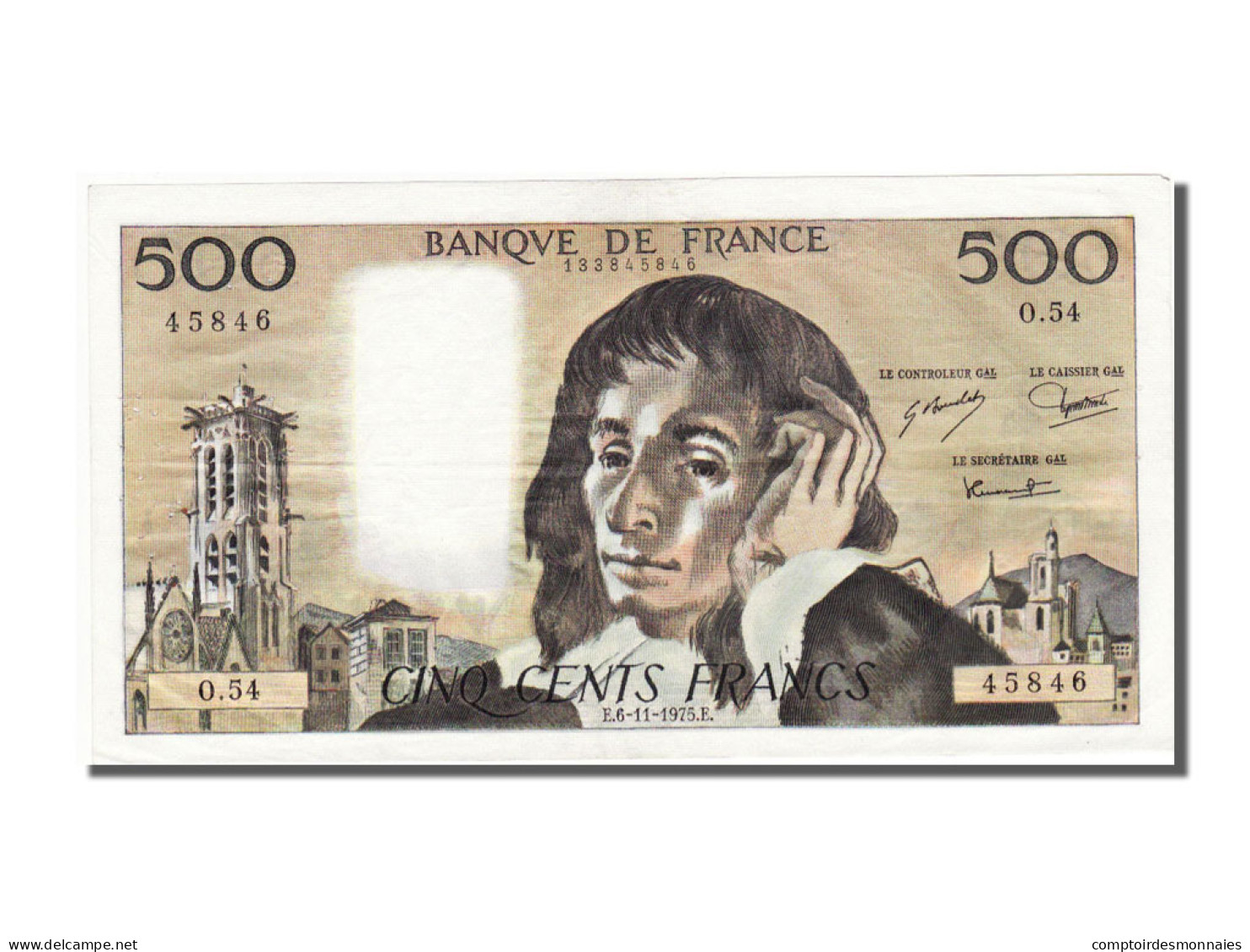 Billet, France, 500 Francs, 500 F 1968-1993 ''Pascal'', 1975, 1975-11-06, TTB+ - 500 F 1968-1993 ''Pascal''