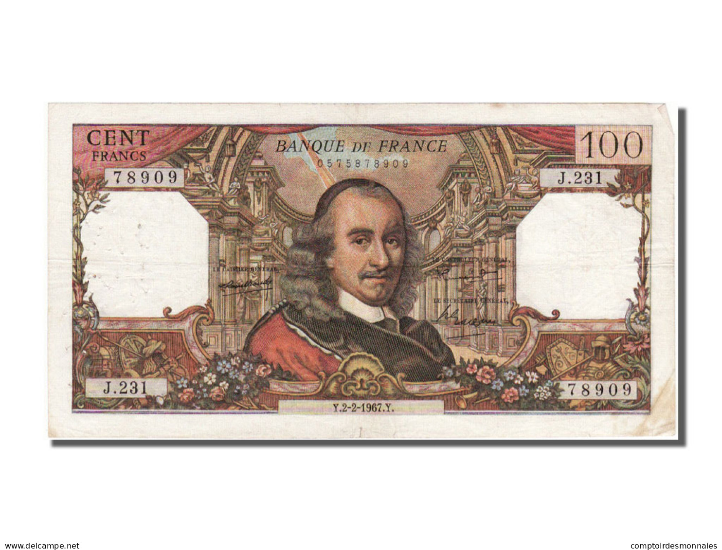 Billet, France, 100 Francs, 100 F 1964-1979 ''Corneille'', 1967, 1967-02-02 - 100 F 1964-1979 ''Corneille''