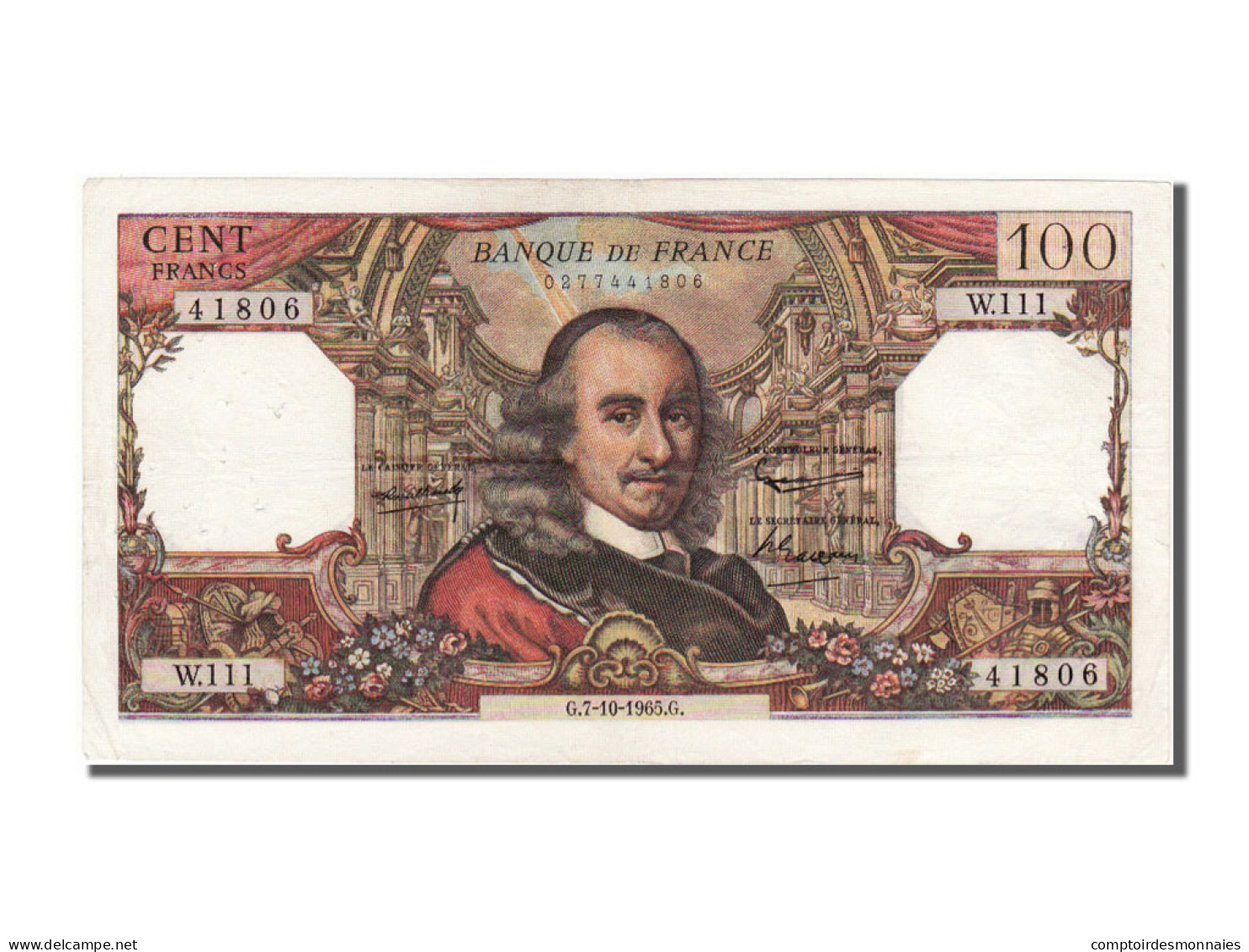 Billet, France, 100 Francs, 100 F 1964-1979 ''Corneille'', 1965, 1965-10-07 - 100 F 1964-1979 ''Corneille''