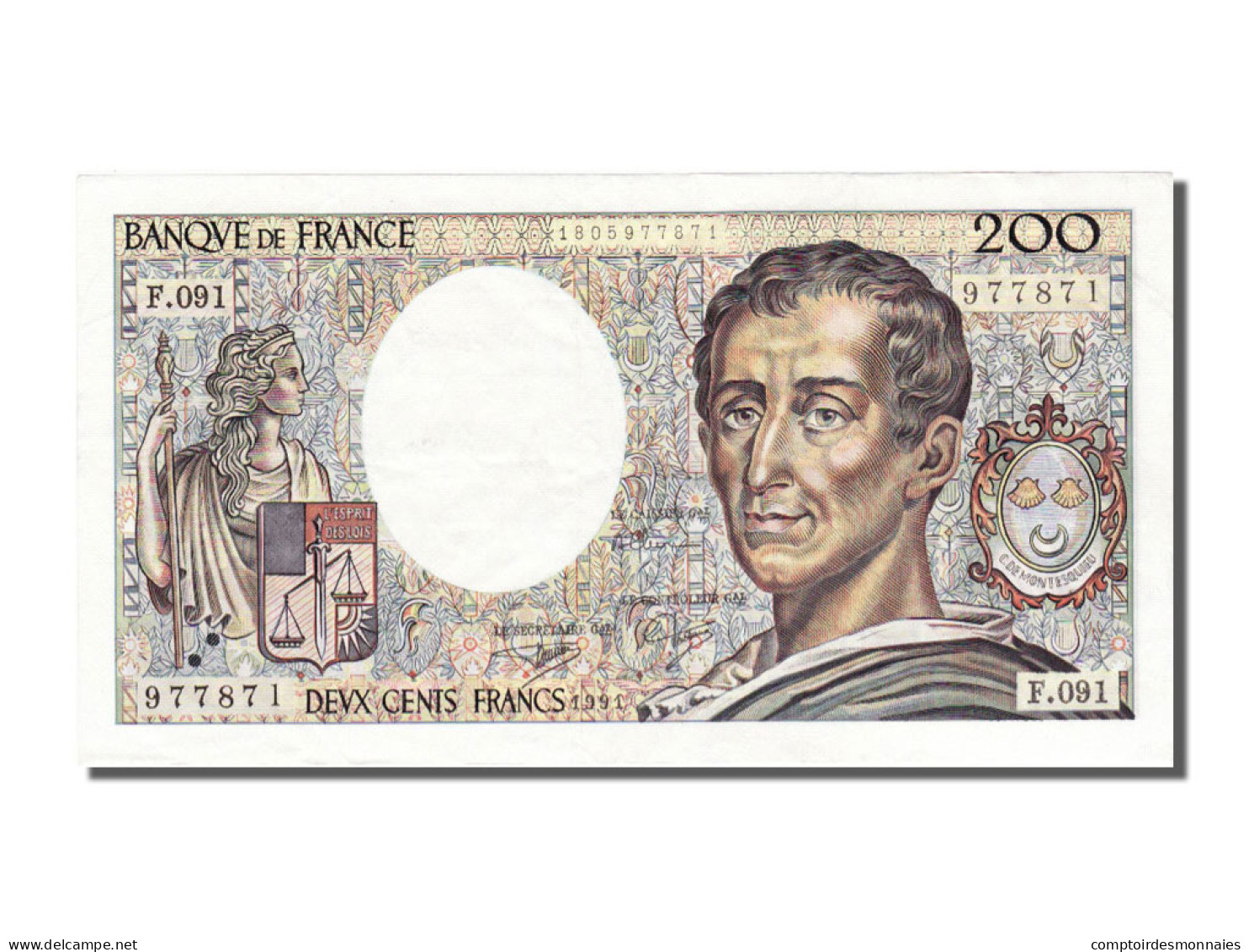 Billet, France, 200 Francs, 200 F 1981-1994 ''Montesquieu'', 1991, SUP+ - 200 F 1981-1994 ''Montesquieu''