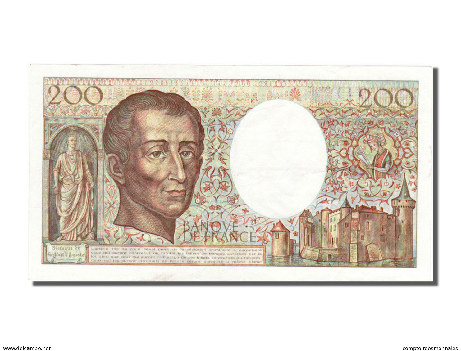 Billet, France, 200 Francs, 200 F 1981-1994 ''Montesquieu'', 1991, SUP+ - 200 F 1981-1994 ''Montesquieu''