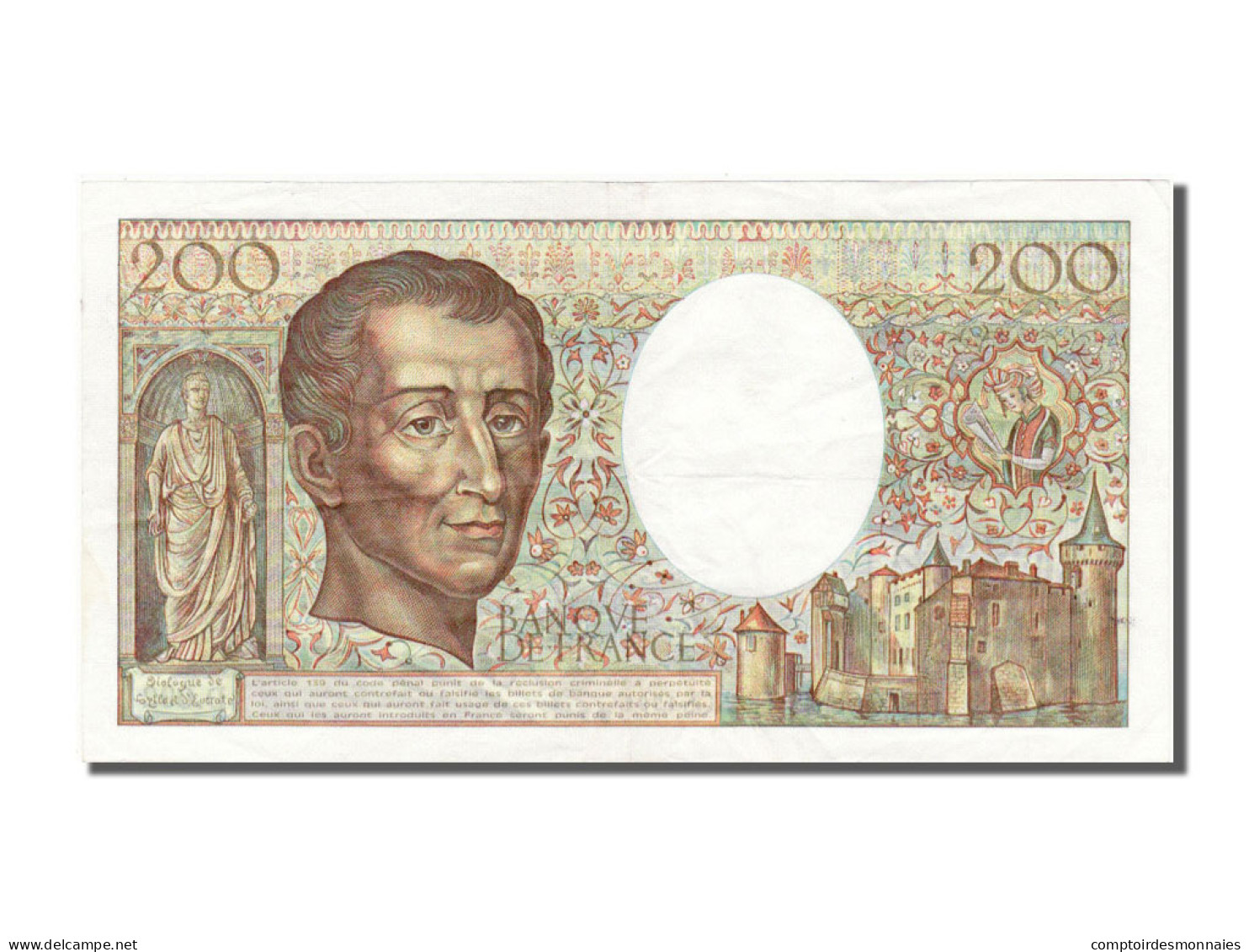 Billet, France, 200 Francs, 200 F 1981-1994 ''Montesquieu'', 1991, SUP - 200 F 1981-1994 ''Montesquieu''