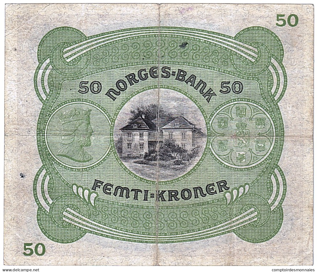 Billet, Norvège, 50 Kroner, 1937, TTB - Noruega