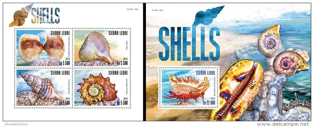 SIERRA LEONE 2015 ** Shells Muscheln M/S+S/S - OFFICIAL ISSUE - A1546 - Coneshells