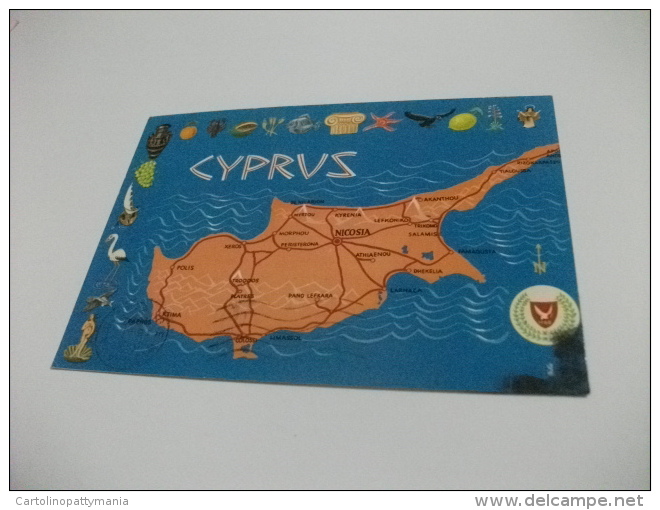 STORIA POSTALE FRANCOBOLLO COMMEMORATIVO CIPRO  CYPRUS ZUPERN  CARTINA CONCHIGLIA SHELL PESCE VOLANTE UCCELLO ETC. - Cyprus