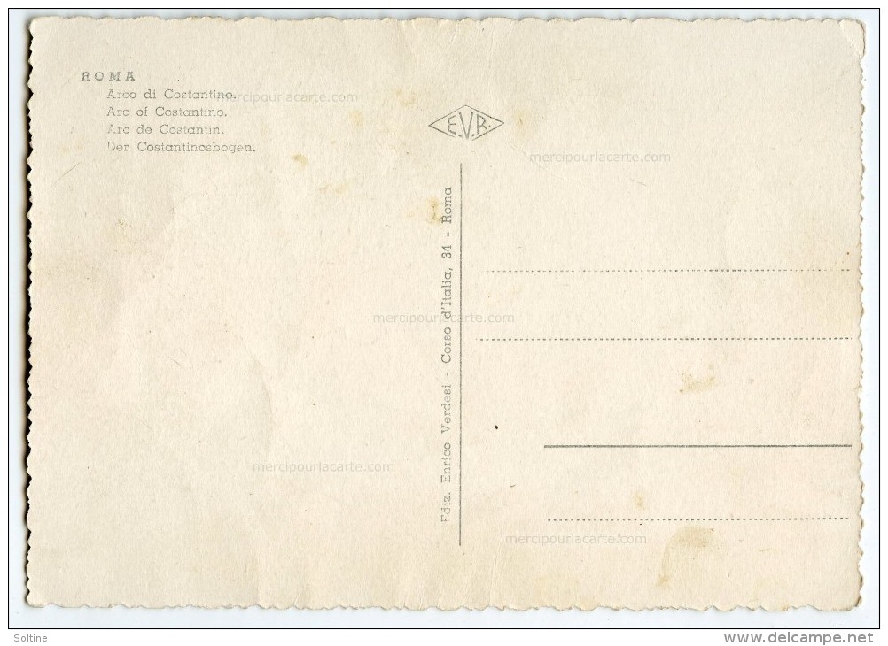 ROMA - Arco Di Constantino - Arc De Constantin - E.V.R. - Non écrite - 2 Scans - Autres Monuments, édifices