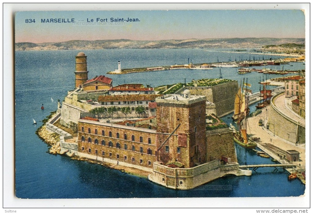 MARSEILLE - Le Fort Saint-Jean - Colorisée Non écrite - 2 Scans - Non Classés