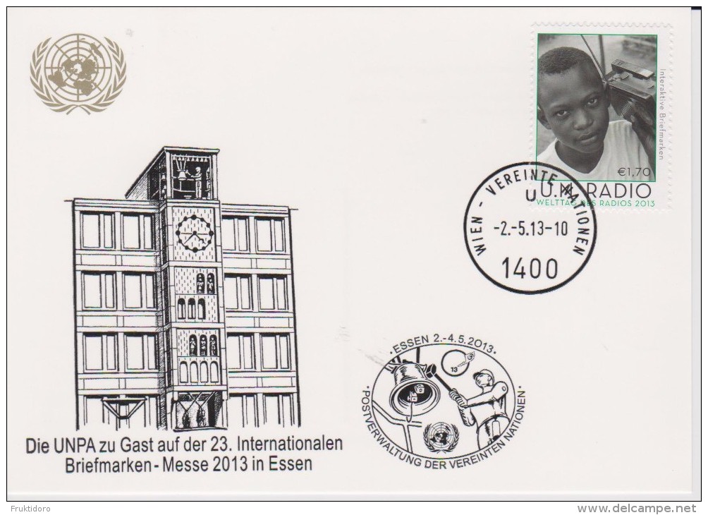 United Nations Show Card 2013 ´Essen´ - May 2013 - With Mi 765 World Radio Day - Lettres & Documents