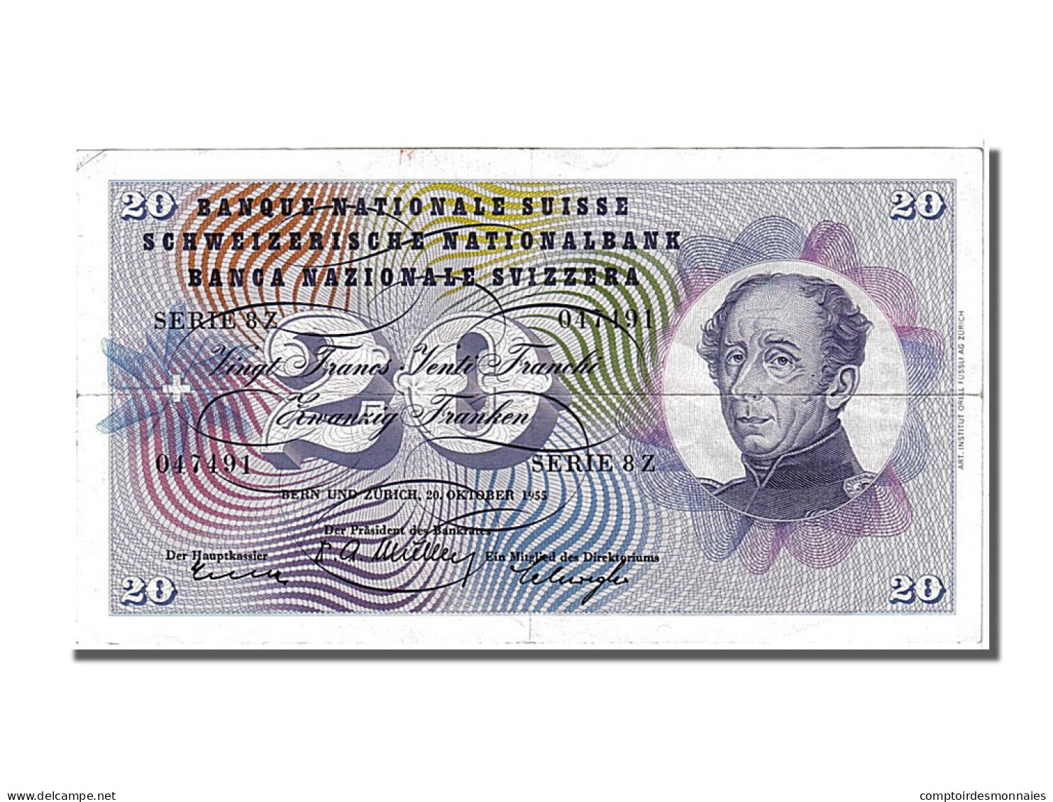 Billet, Suisse, 20 Franken, 1955, 1955-10-20, TTB+ - Zwitserland