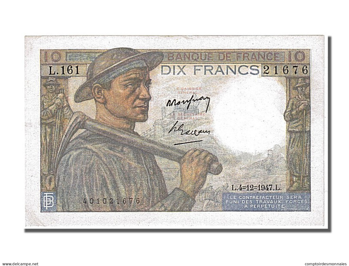 Billet, France, 10 Francs, 10 F 1941-1949 ''Mineur'', 1947, 1947-12-04, SPL - 10 F 1941-1949 ''Mineur''