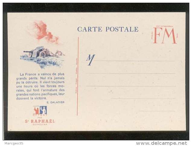 8 cartes postales offertes par st raphaël quinquina guerre 1939-45 avec texte de daldier neuves