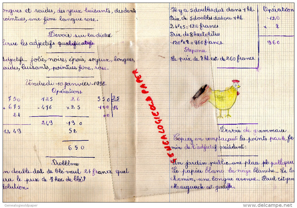 87 - CHATEAUPONSAC - CAHIER ECOLE PUBLIQUE DIRIGEE PAR MME DELAGE-1935- LUCIE ARDELLIER- H. ADAM POITIERS - Autres & Non Classés