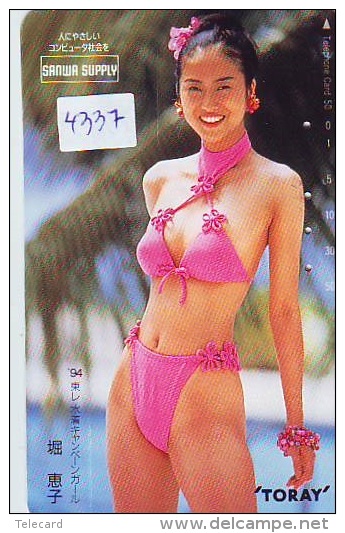 Télécarte Japon EROTIQUE (4337) ACTRESS * EROTIC  Japan PC EROTIK * BIKINI GIRL * BATHCLOTHES * FEMME * SEXY LADY TORAY - Mode