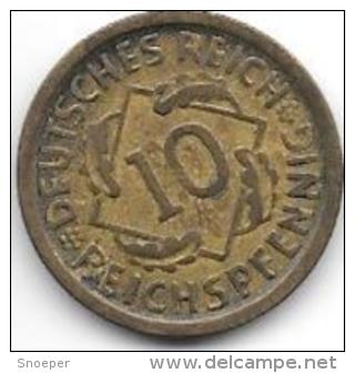 Germany  Weimar 10 Pfennig 1925 D    Km 40 Vf - 10 Rentenpfennig & 10 Reichspfennig