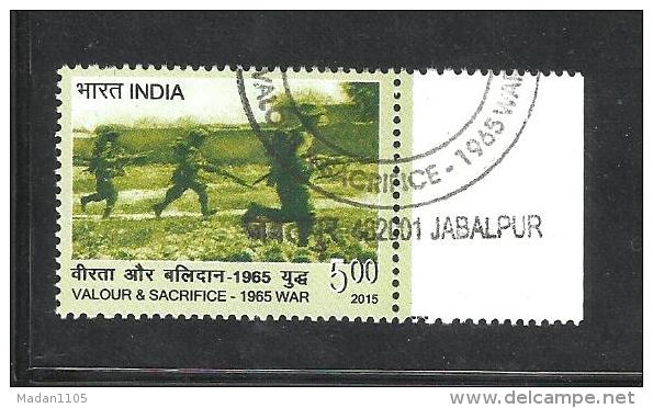 INDIA, 2015, FIRST DAY CANCELLED,  Indian Armed Forces, Valour And Sacrifice, 1 V,  War, Soldier, Gun, Battle - Oblitérés