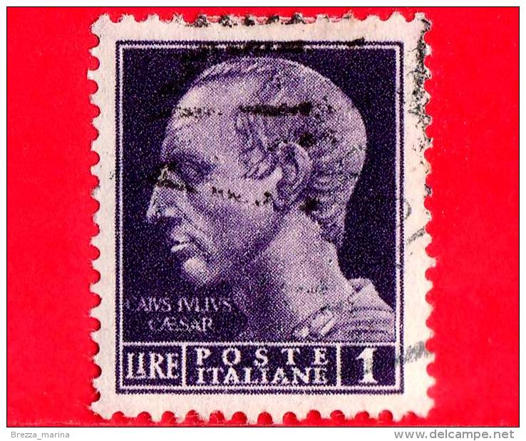 ITALIA - REGNO - Usato - Luogotenenza - 1945 - Imperiale Senza Fasci - Effigie Di Giulio Cesare - 1 L. - Colore.. - Used