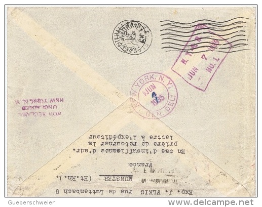 BAT-L25 - FRANCE Lettre Exp. Par Le Voyage Inaugural Du Paquebot Normandie Pour New York 1935 - Lettres & Documents