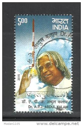 INDIA, 2015, FIRST DAY CANCELLED,  Former President Dr. APJ Abdul Kalam, 1 V - Gebruikt