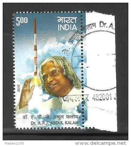 INDIA, 2015, FIRST DAY CANCELLED,  Former President Dr. APJ Abdul Kalam, 1 V - Oblitérés